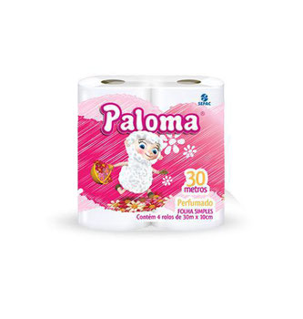 PAPEL HIGIÊNICO PALOMA PERFUMADO FOLHA SIMPLES 4X30M