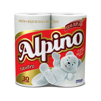PAPEL HIGIENICO ALPINO NEUTRO 30M C/4