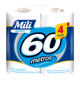 Papel Higiênico Mili Neutro 60m - 04 Rolos