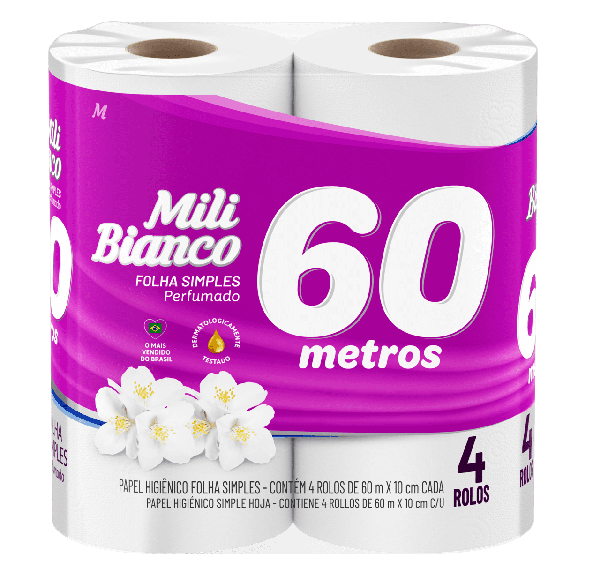 PAPEL HIGIENICO MILI BIANCO PERFUMADO 60M 4UND