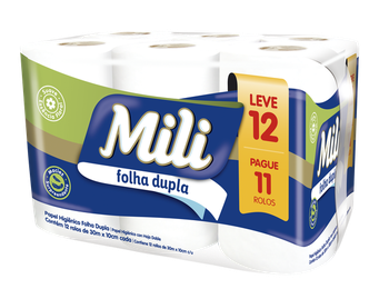 Papel Higiênico Floral Mili Folha Dupla - 12 Rolos De 30mx10cm