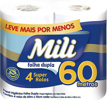 PAPEL HIGIENICO MILI FOLHA DUAL 60M
