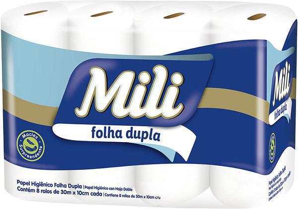 PAPEL HIGIENICO MILI FOLHA DUPLA NEUTRO C/8 ROLOS