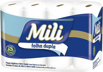 PAPEL HIGIENICO MILI FOLHA DUPLA NEUTRO C/8 ROLOS