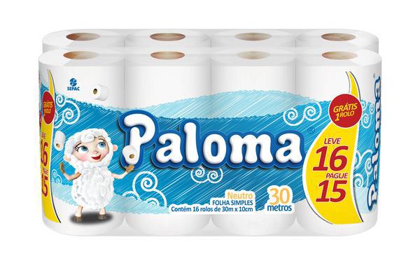 PAPEL HIGIENICO PALOMA 30M L16P15 16UN