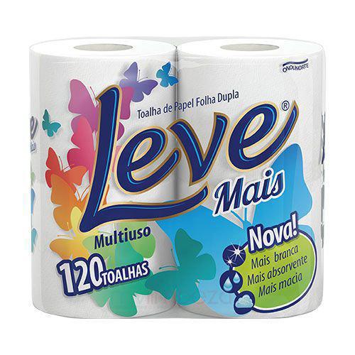 PAPEL TOALHA LEVE FOLHA DUPLA C/ 2 ROLOS