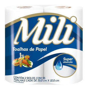 Toalha De Papel Mili Branca Pacote 2 Rolos