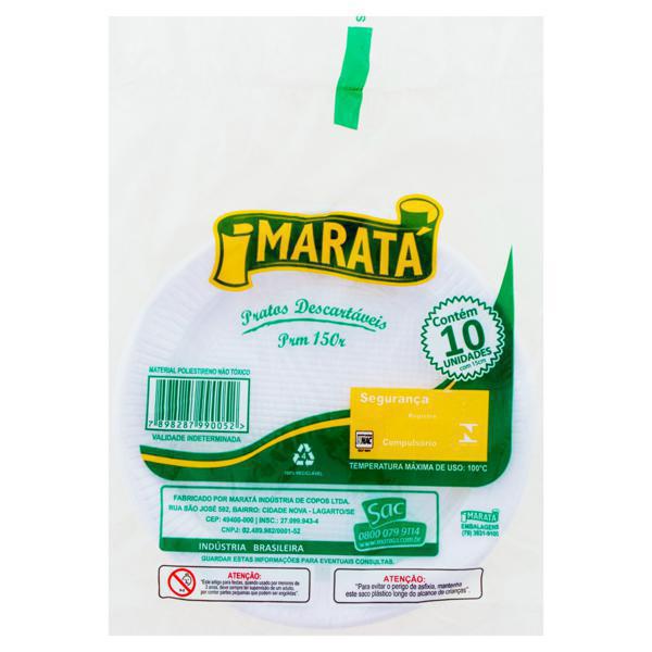 PRATOS DESCARTAVEL MARATA RASO 15CM 10UND