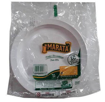 PRATOS DESCARTAVEL MARATA RASO 21CM 10UND