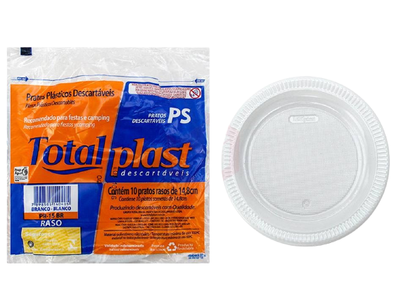 PRATOS DESCARTAVEL TOTAL PLAST PR 15 BCO 