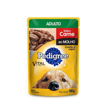 RACAO PEDIGREE ADULTO CARNE AO MOLHO SACHET 100G