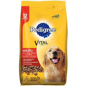 RACAO PEDIGREE ADULTO CARNE/FRANGO/CEREAIS 1KG