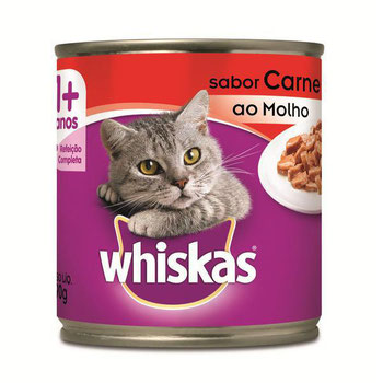 RACAO WHISKAS ADULTOS LATA CARNE 290G