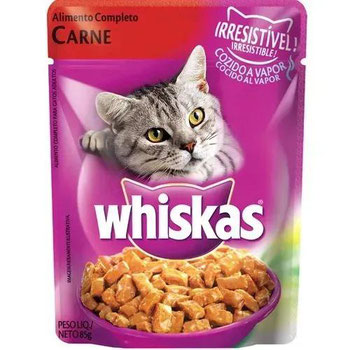 RACAO WHISKAS CARNE AO MOLHO SACHET 85G