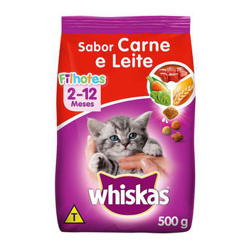 RACAO WHISKAS FILHOTES CARNE/LEITE 500G