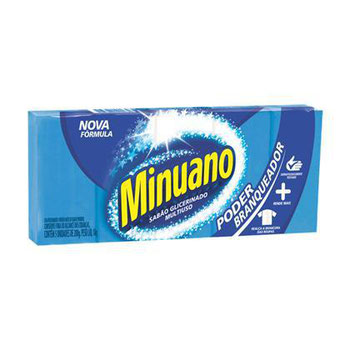 Sabão Barra Minuano Azul Branqueador 200gr Com 5un