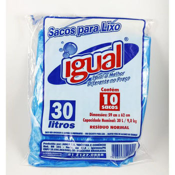 SACO LIXO IGUAL 30L 10UND
