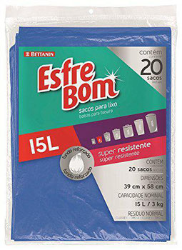 SACO P/LIXO ESFREBOM ALM PRETO 15L C/20UND