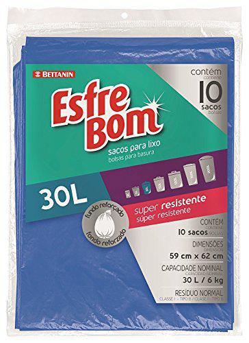 SACO P/LIXO ESFREBOM AZUL 30L C/10UND