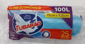 SACO TUBARAO LIXO 100L EM ROLO