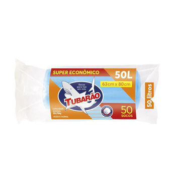 SACO TUBARAO LIXO 50L EM ROLO