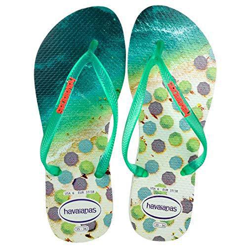 SAND HAVAIANAS SLIM PAISAGE BRANCO/MENTA 33/4