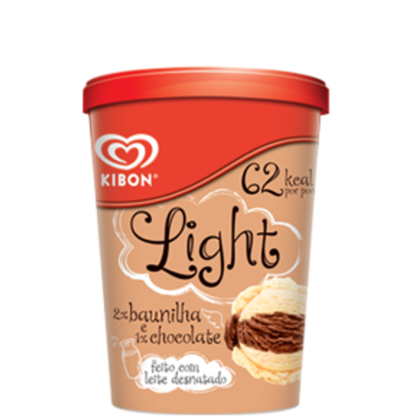 SORVETE KIBON BAUNILHA E CHOCOLATE LIGHT 1L