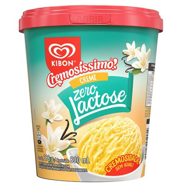 SORVETE KIBON CREME ZERO LACTOSE 800ML