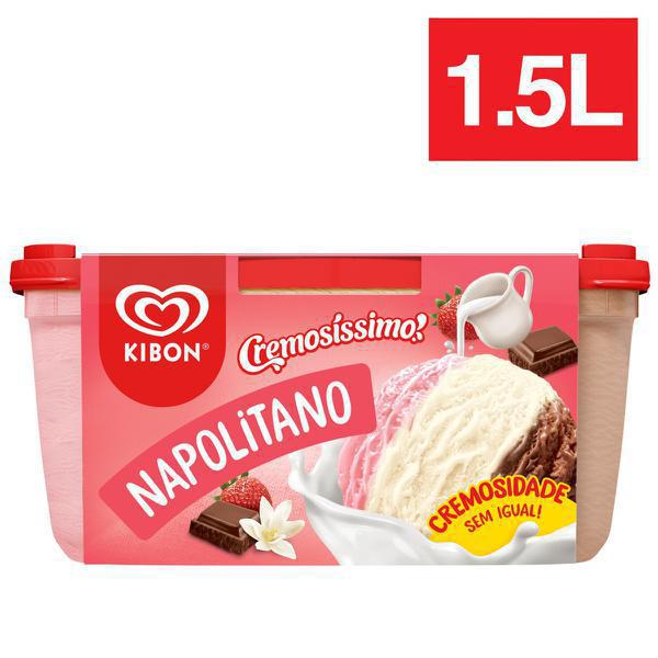 SORVETE KIBON CREMOSISSIMO NAPOLITANO 1,5L