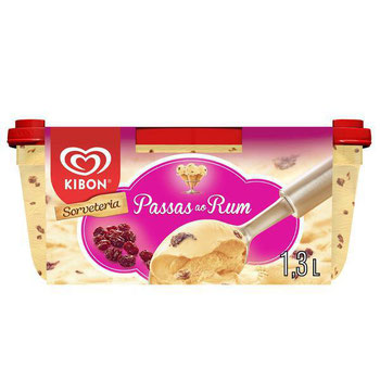 SORVETE KIBON PASSAS AO RUM 1,3L