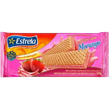 WAFER RECHEADO ESTRELA MORANGO 130G