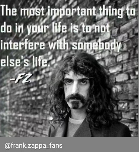 The most important thing to
do in your life is to not
interfere with somebodv
else's life. FZ
@frank.zappa_fans